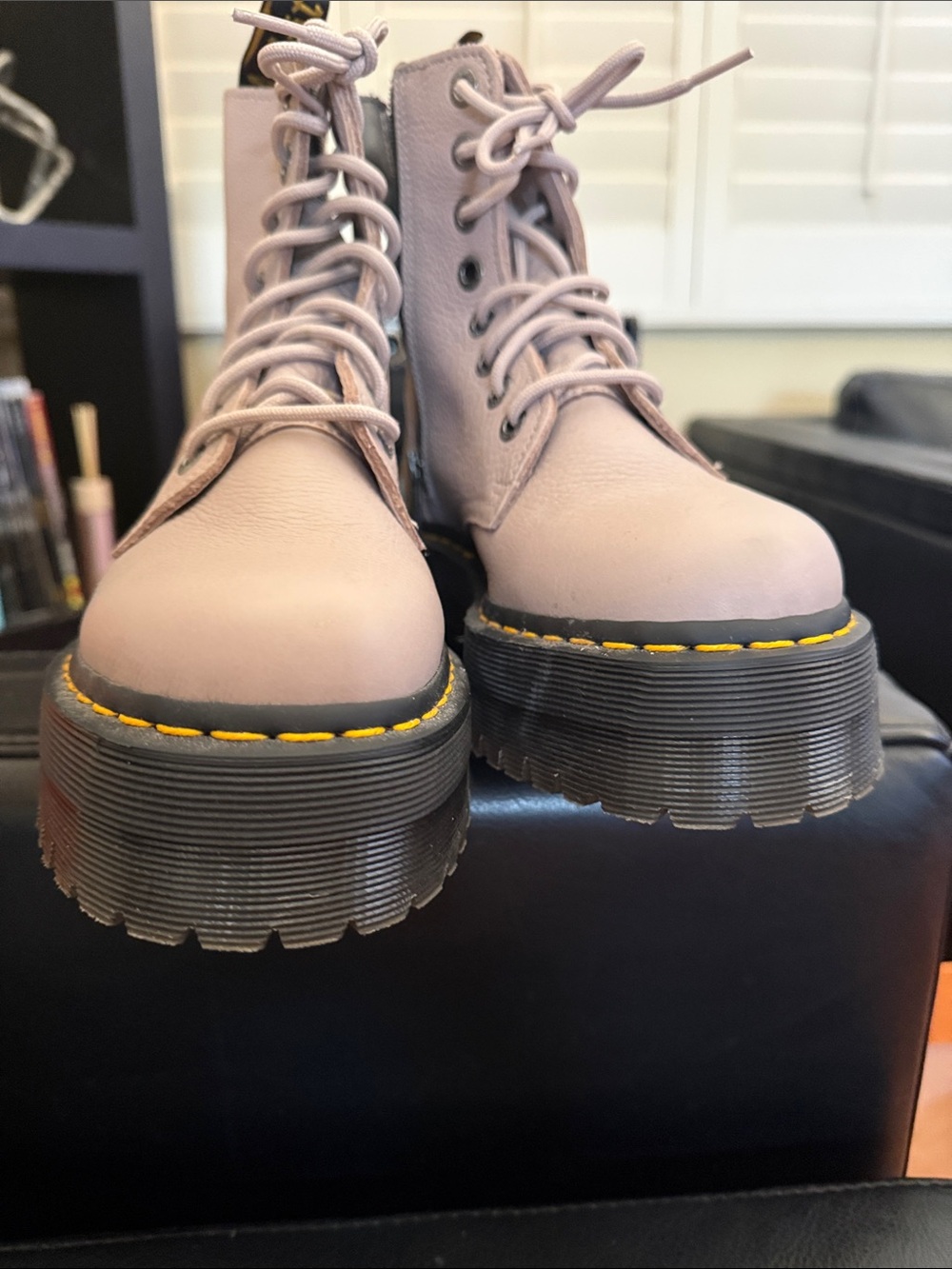 Dr Martens airwair Women's Pink Lace-Up Combat Boots - Picture 7 of 8